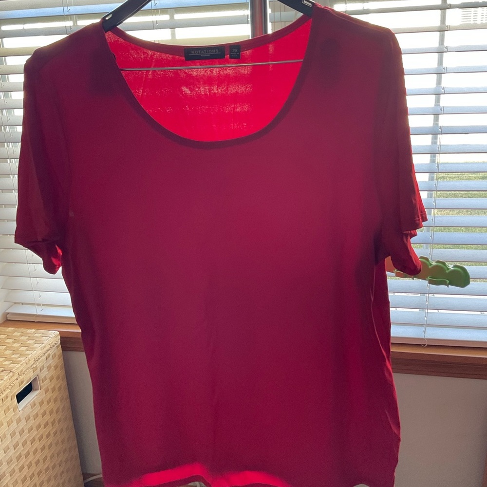 Notations Red Blouse 2X